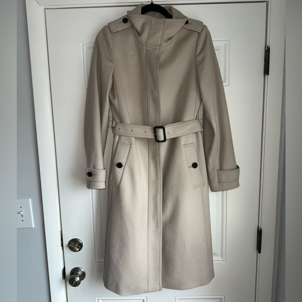 AUTHENTIC Burberry London‎ Virgin Wool Cashmere Trench Coat size 4 beige